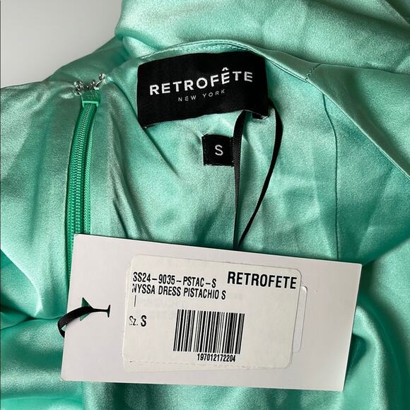 Retrofete Nyssa Halterneck High Slit Pistachio Green Maxi Dress Size Small - Picture 10 of 10